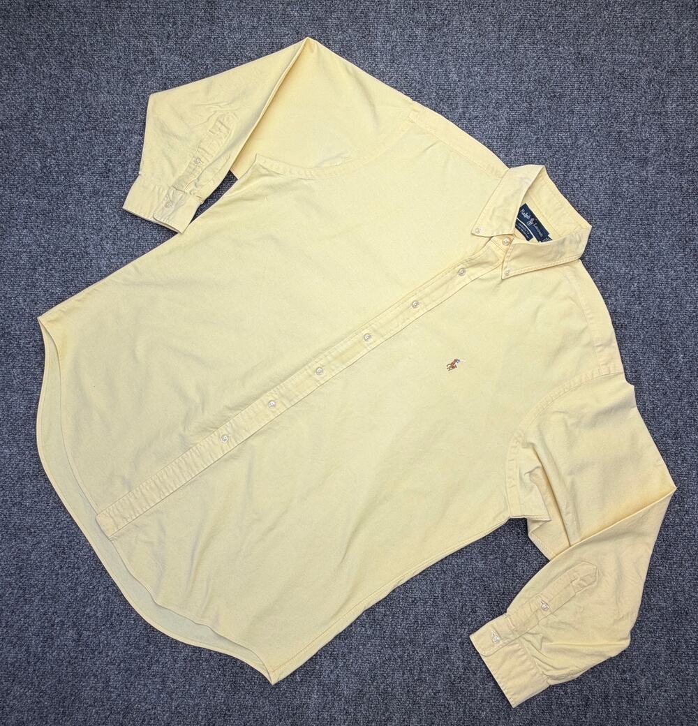 Vintage Ralph Lauren Yarmouth Shirt 16.5 33 Yellow Oxford Made Hong Kong